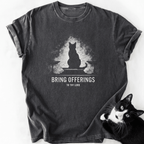Dark gray Furalo Bring Offerings cat graphic tee with relaxed fit