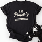 Black Cat Property T-Shirt with distressed graphic and relaxed fit