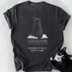 Dark gray heathered I Respectfully Don't Care cat humor t-shirt