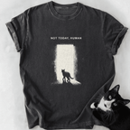Dark gray soft-washed Not Today Human cat humor shirt