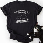 Nonsense Cat T-Shirt black ring-spun cotton featuring stylized cat on books design
