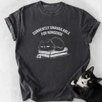 Nonsense Cat T-Shirt dark gray relaxed fit tee with double-needle stitching and cat print