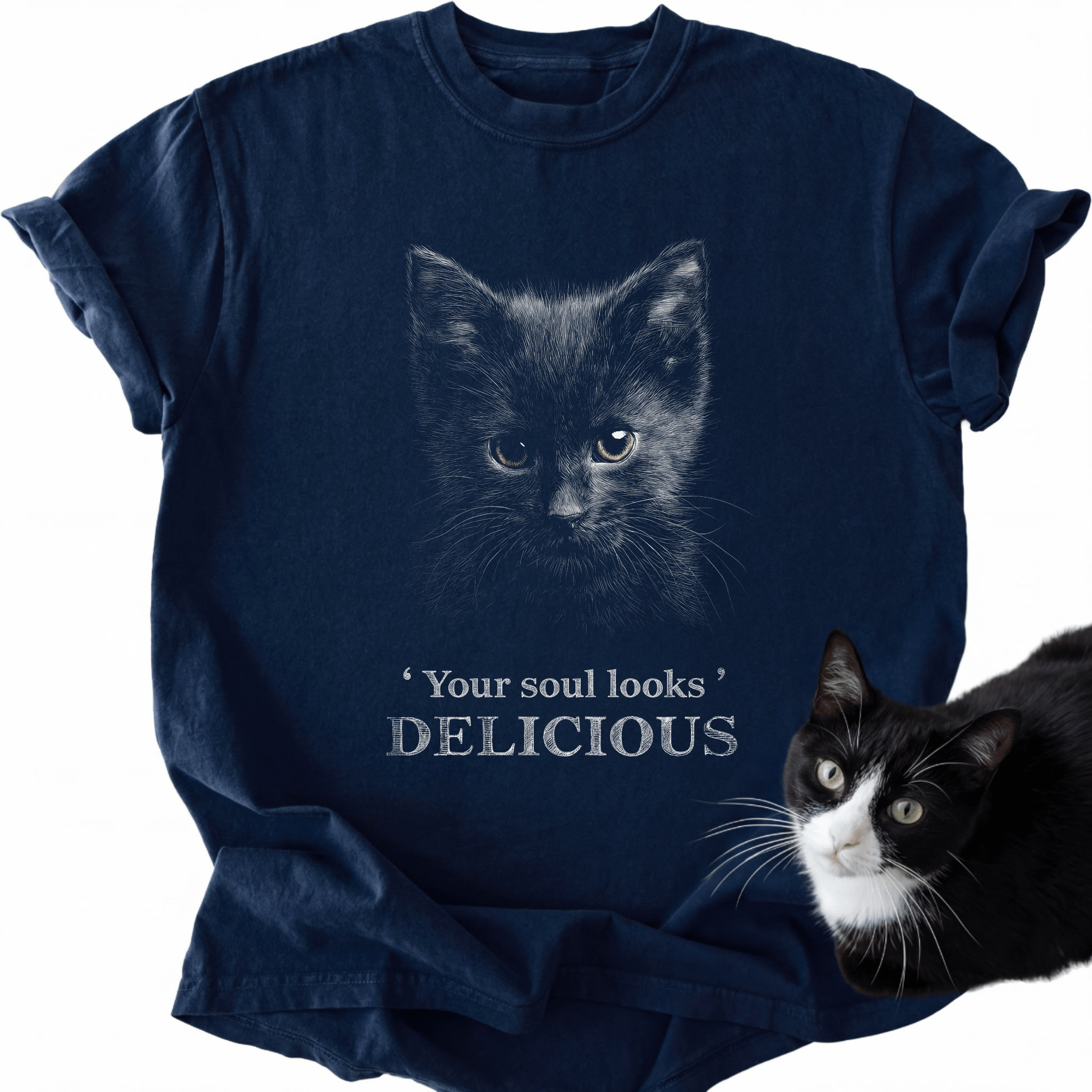 Navy blue comfort colors 1717 cat dad shirt with distressed typography