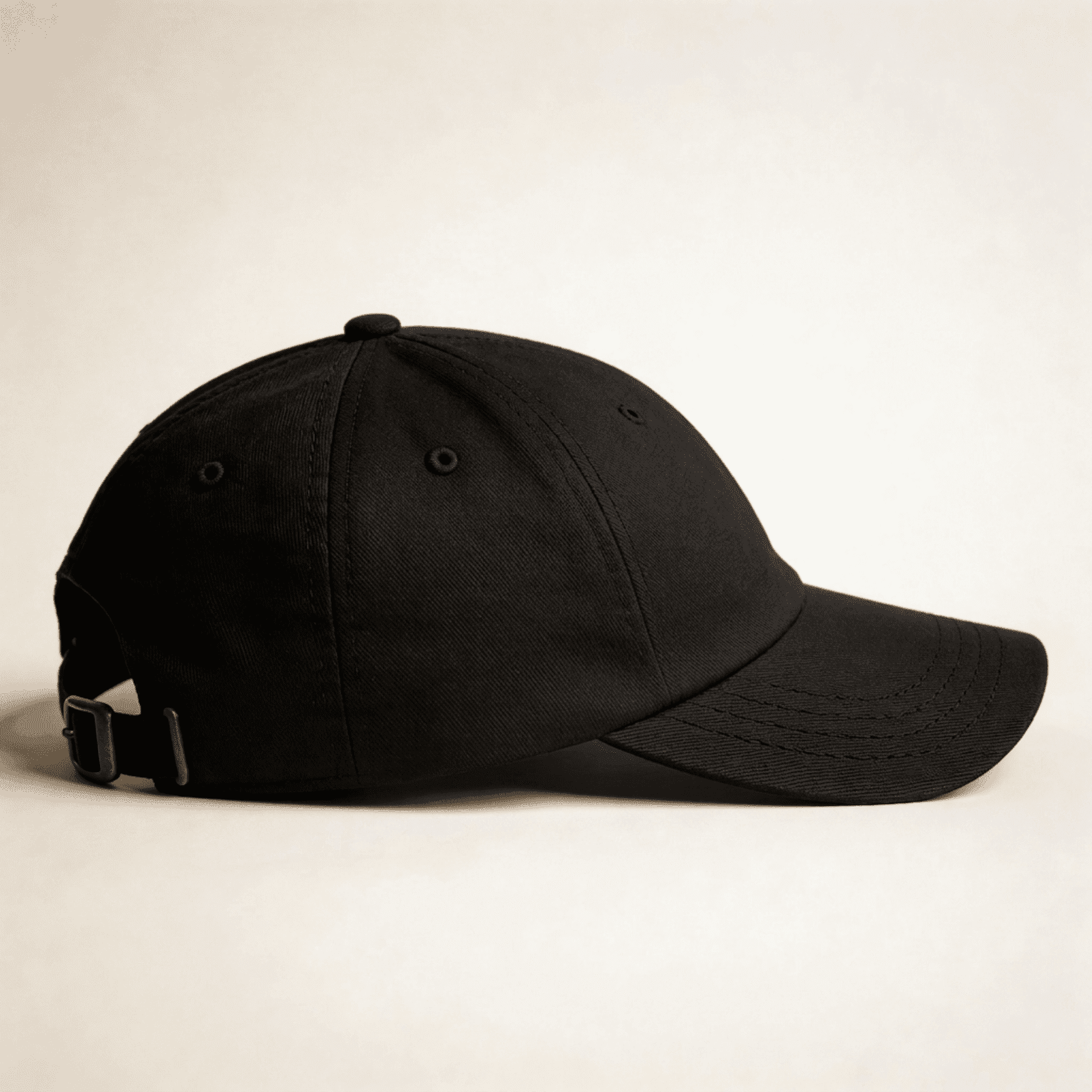 Side view of black Queen of the Cats embroidered cap