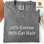 Pepper gray embroidered funny cat t shirt with 20% Cotton 80% Cat Hair text
