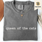Pepper gray embroidered cat t shirt with queen of the cats text