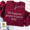 Prayer & Purrs Help Embroidered Sweatshirt