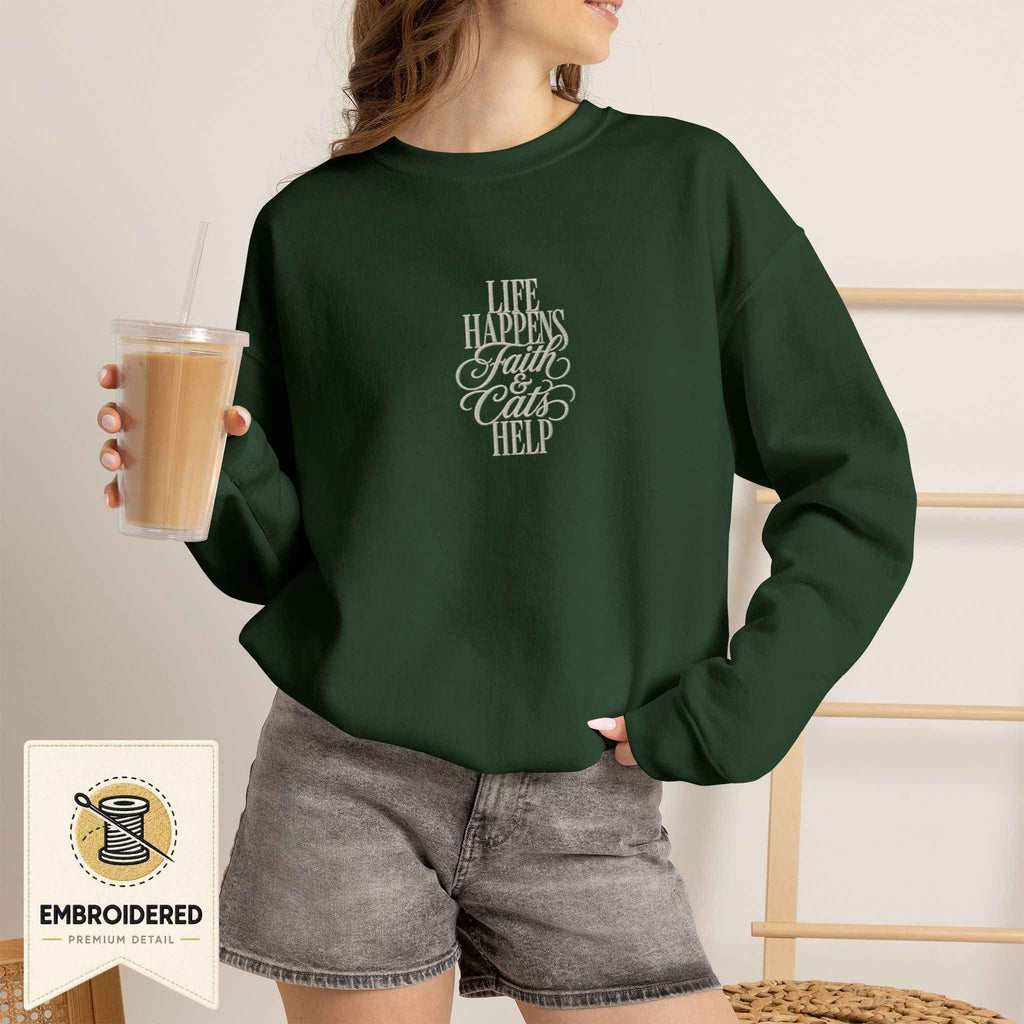Faith & Cats Help Embroidered Sweatshirt