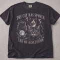 Pepper brown cat t-shirt with The Cat Has Spoken printed graphic, funny cat lover tee on soft Comfort Colors cotton, flat lay front view