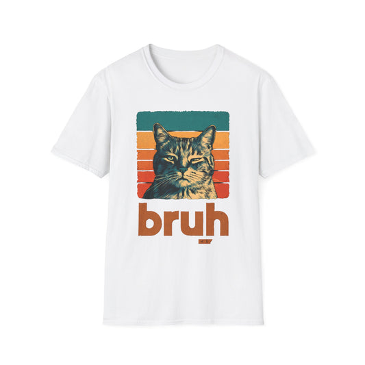 Domestic Shorthair Cat Retro Sunset "Bruh" T-Shirt