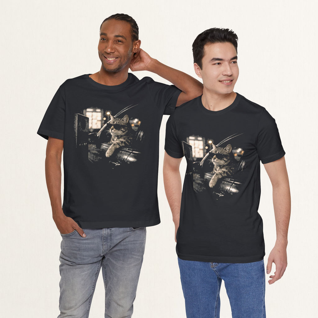 Folded vintage black Late Drive Thru t-shirt showing fabric and print detail