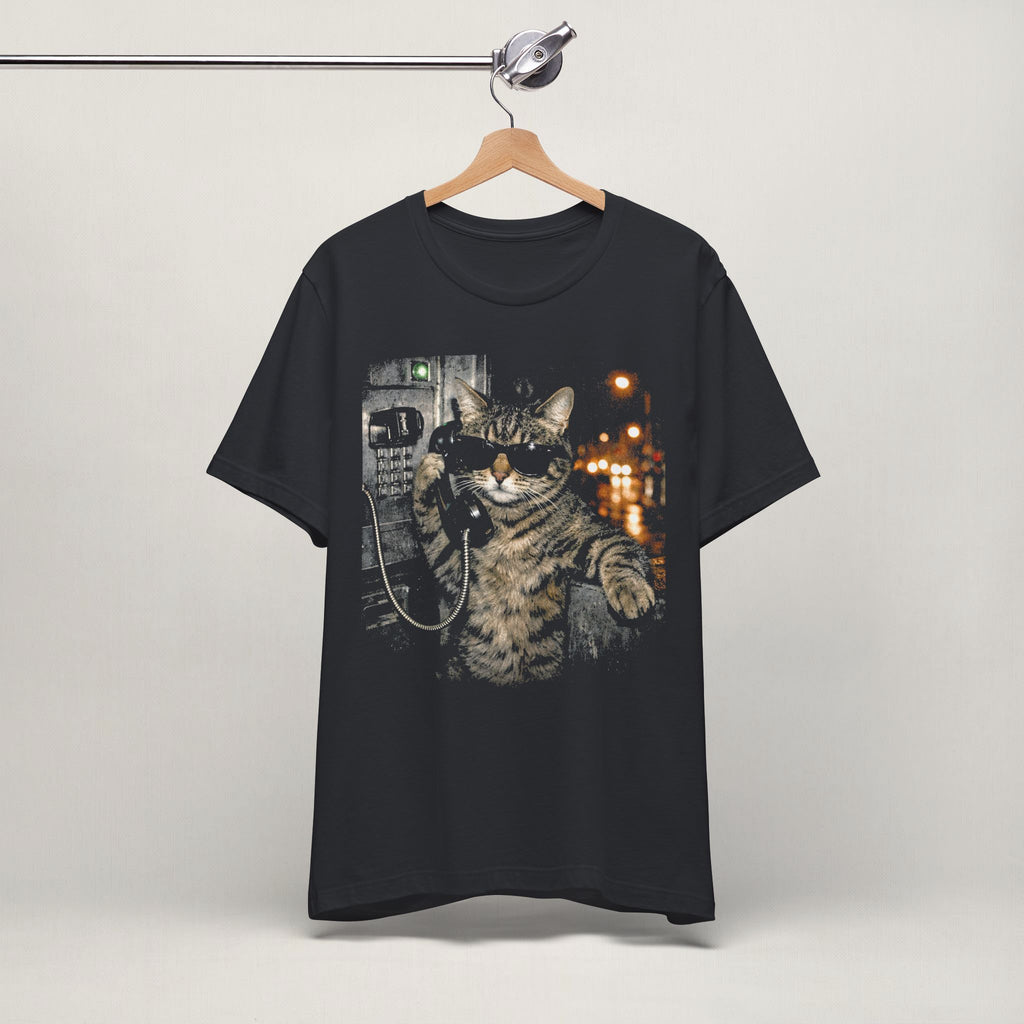 Side view of model wearing vintage black Midnight Call t-shirt