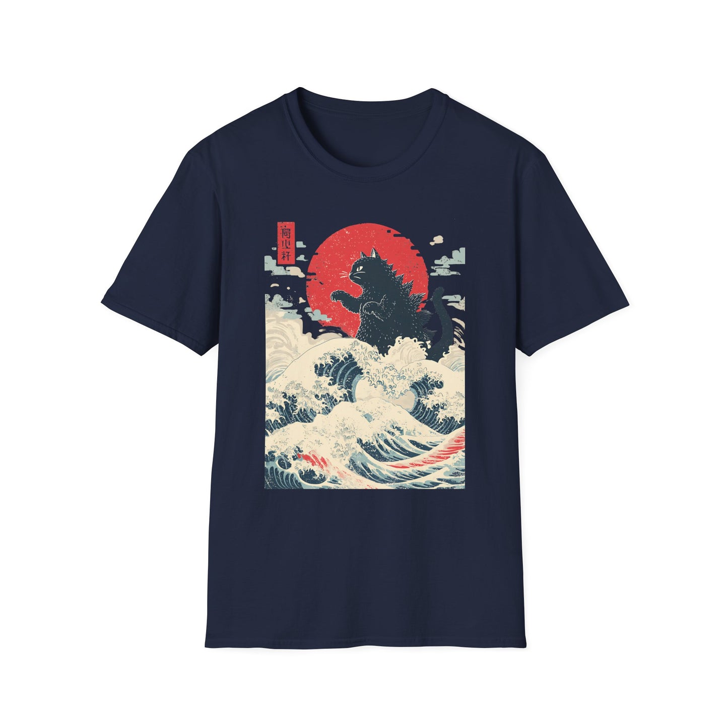 Catzilla Japanese Wave Retro Cat T-Shirt