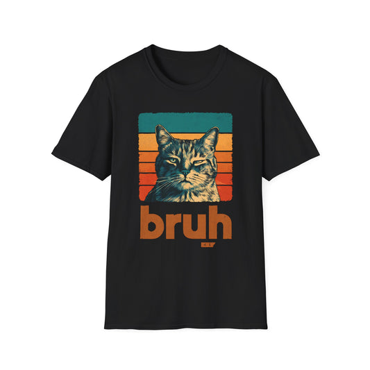 Domestic Shorthair Cat Retro Sunset "Bruh" T-Shirt