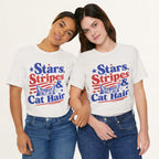 Styled flat lay of vintage white Cat Hair cat graphic tee