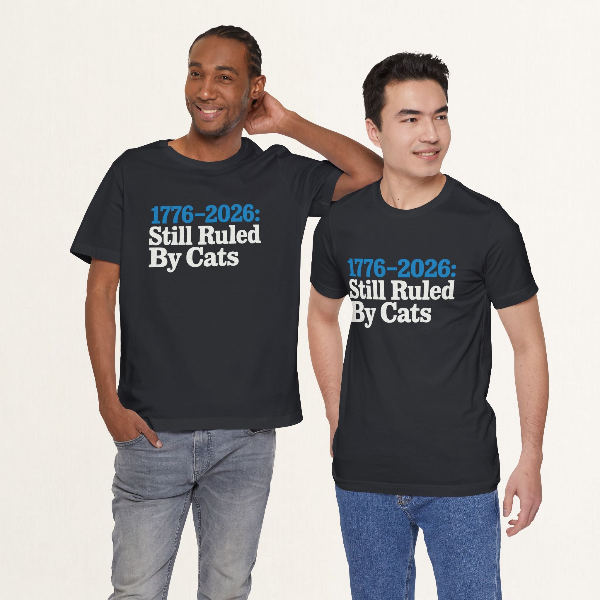 Model wearing vintage black Ruled By Cats cat t-shirt