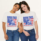 Styled flat lay of vintage white Born Free cat graphic tee