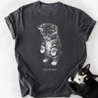 Dark gray garment-dyed t-shirt with tabby kitten graphic and 'I Did My Best' text