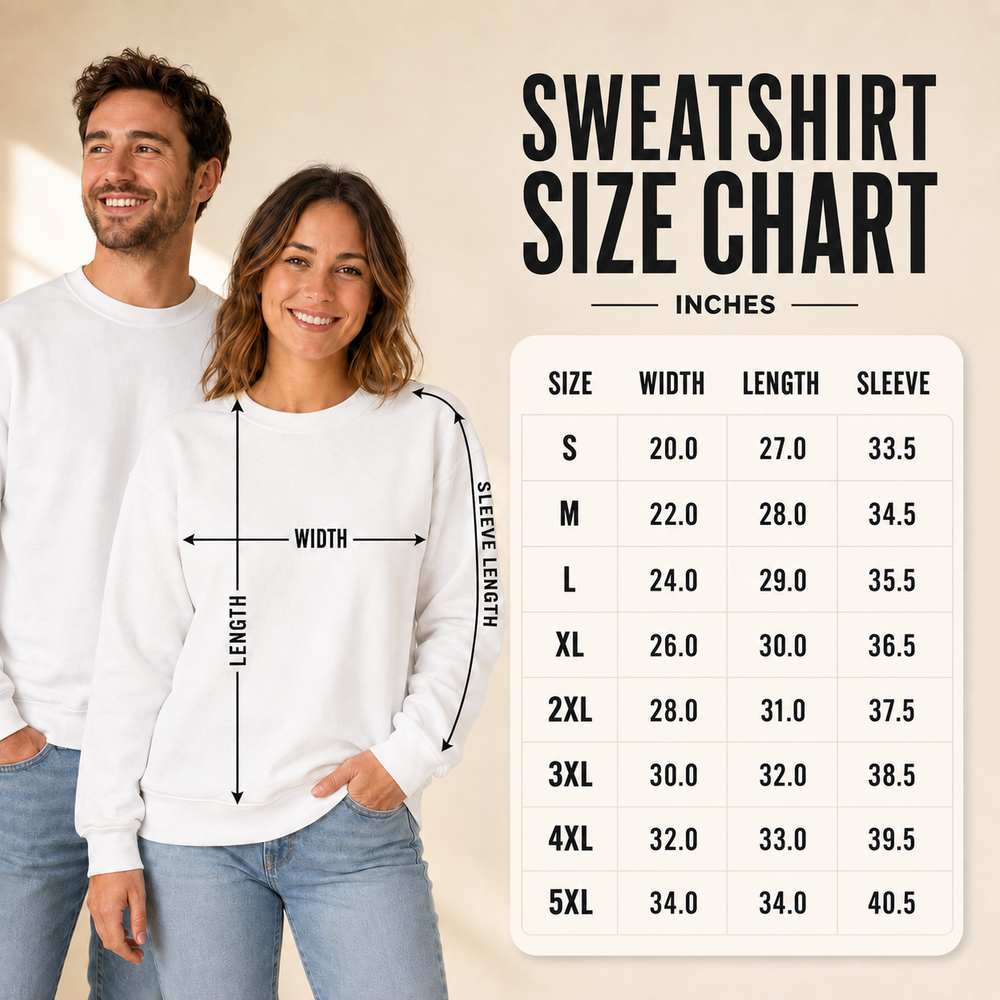Sweatshirts size guide
